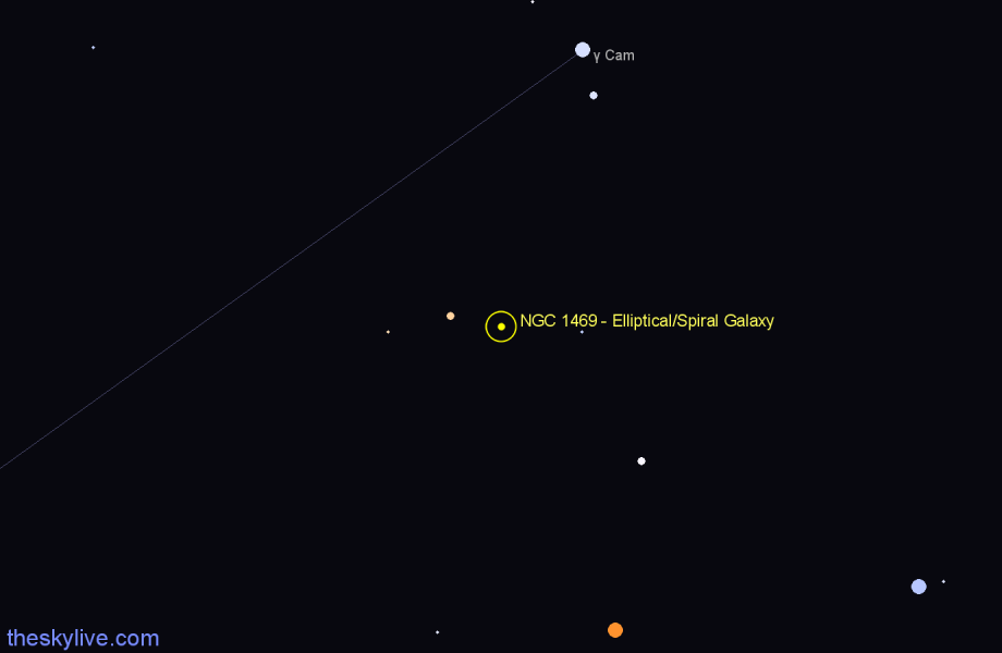 Finder chart NGC 1469 - Elliptical/Spiral Galaxy in Camelopardalis star