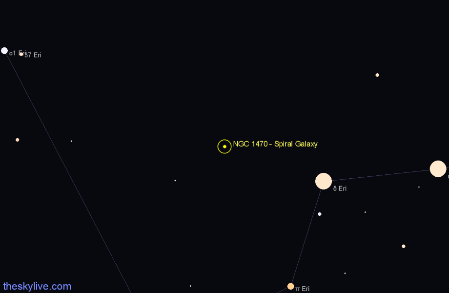 Finder chart NGC 1470 - Spiral Galaxy in Eridanus star