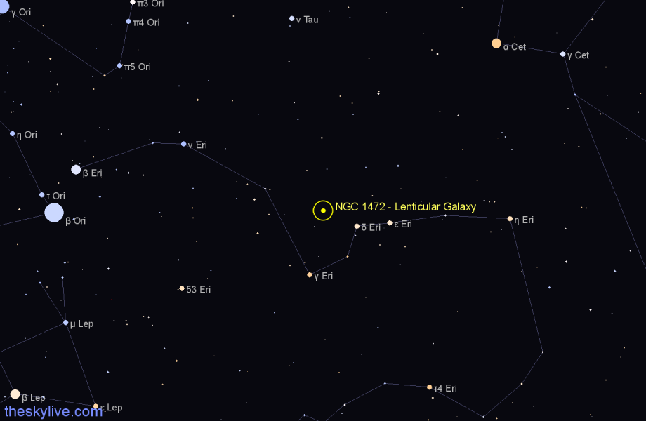 Finder chart NGC 1472 - Lenticular Galaxy in Eridanus star