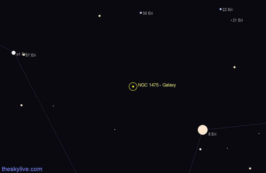 Finder chart NGC 1475 - Galaxy in Eridanus star