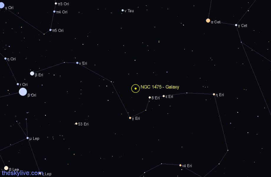 Finder chart NGC 1475 - Galaxy in Eridanus star