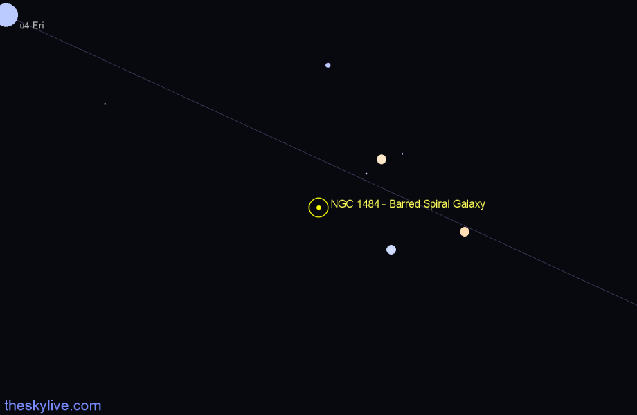 Finder chart NGC 1484 - Barred Spiral Galaxy in Eridanus star