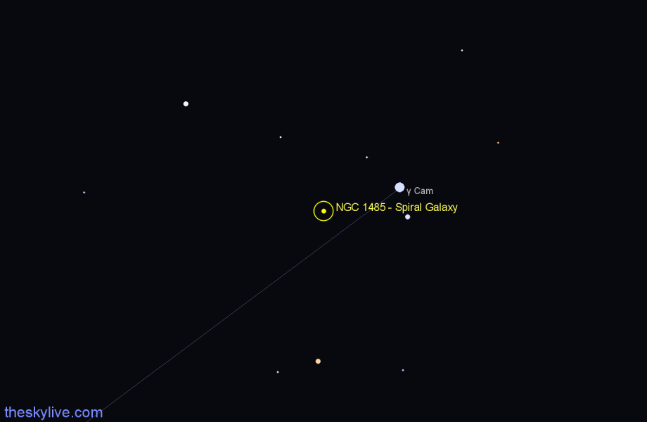 Finder chart NGC 1485 - Spiral Galaxy in Camelopardalis star