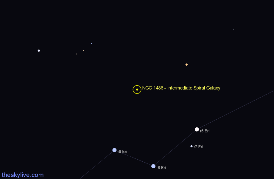 Finder chart NGC 1486 - Intermediate Spiral Galaxy in Eridanus star