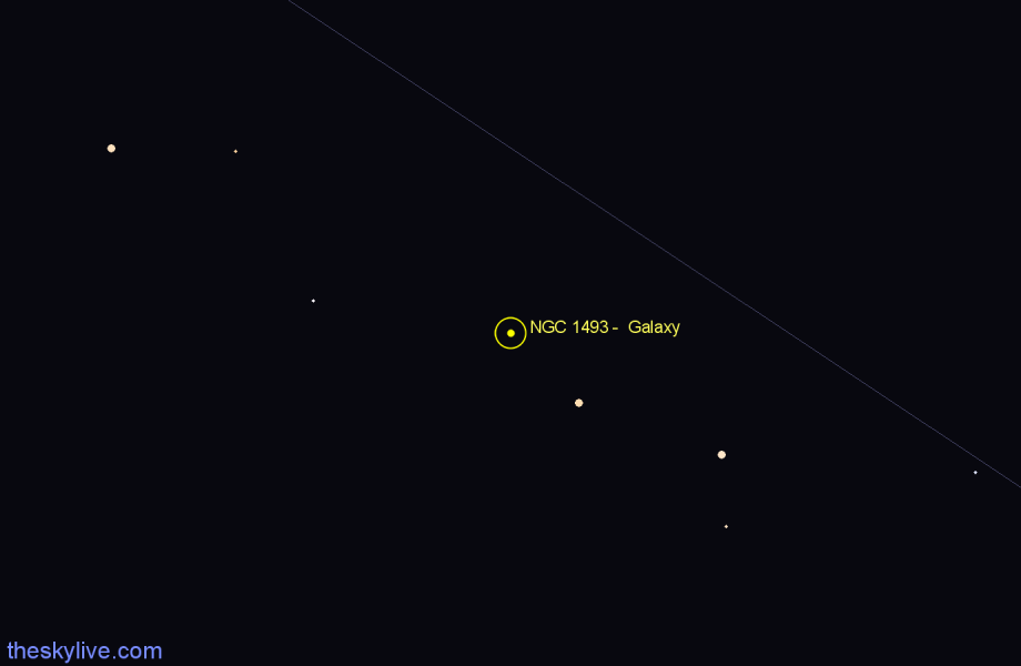 Finder chart NGC 1493 -  Galaxy in Horologium star