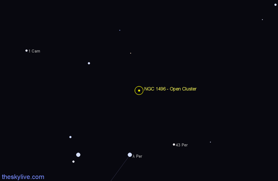Finder chart NGC 1496 - Open Cluster in Perseus star
