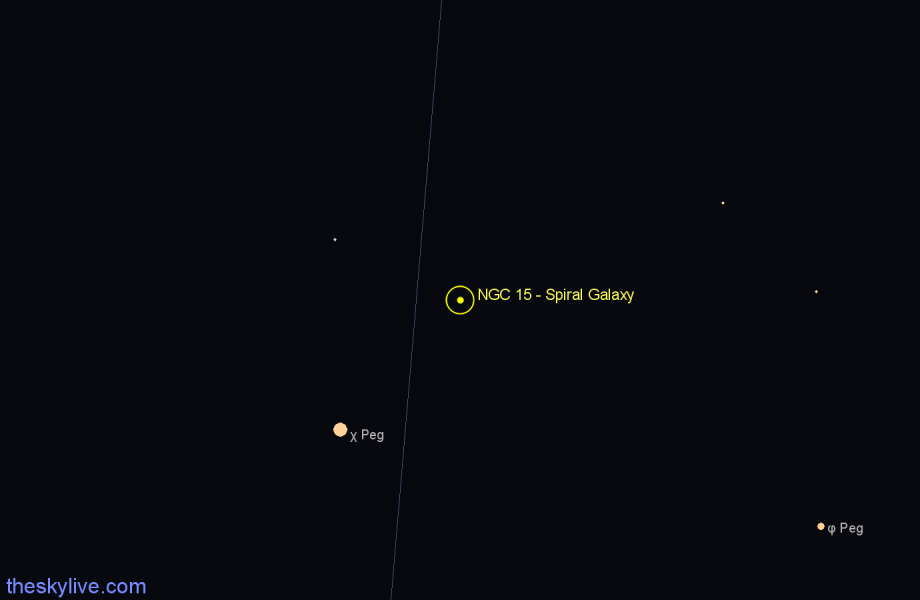 Finder chart NGC 15 - Spiral Galaxy in Pegasus star