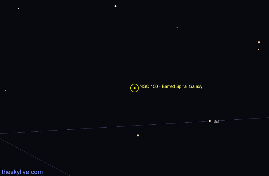 Finder chart NGC 150 - Barred Spiral Galaxy in Sculptor star