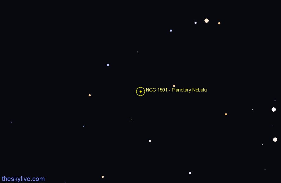 Finder chart NGC 1501 - Planetary Nebula in Camelopardalis star