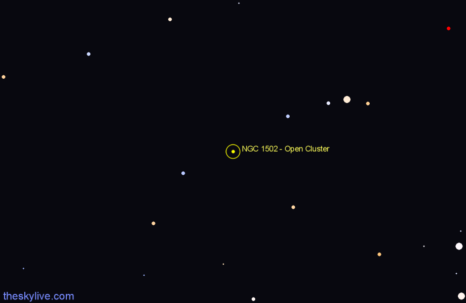 Finder chart NGC 1502 - Open Cluster in Camelopardalis star