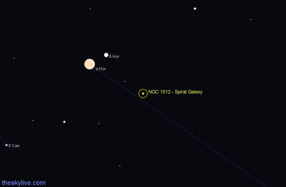 Finder chart NGC 1512 - Spiral Galaxy in Horologium star