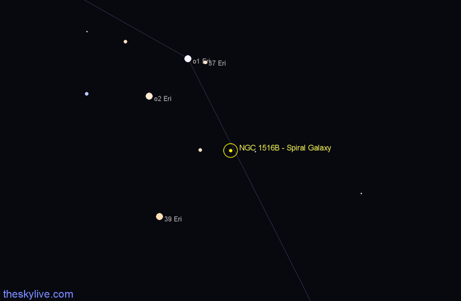 Finder chart NGC 1516B - Spiral Galaxy in Eridanus star