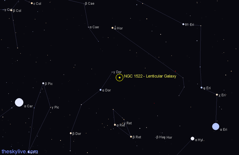 Finder chart NGC 1522 - Lenticular Galaxy in Dorado star