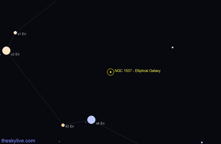 Finder chart NGC 1537 - Elliptical Galaxy in Eridanus star