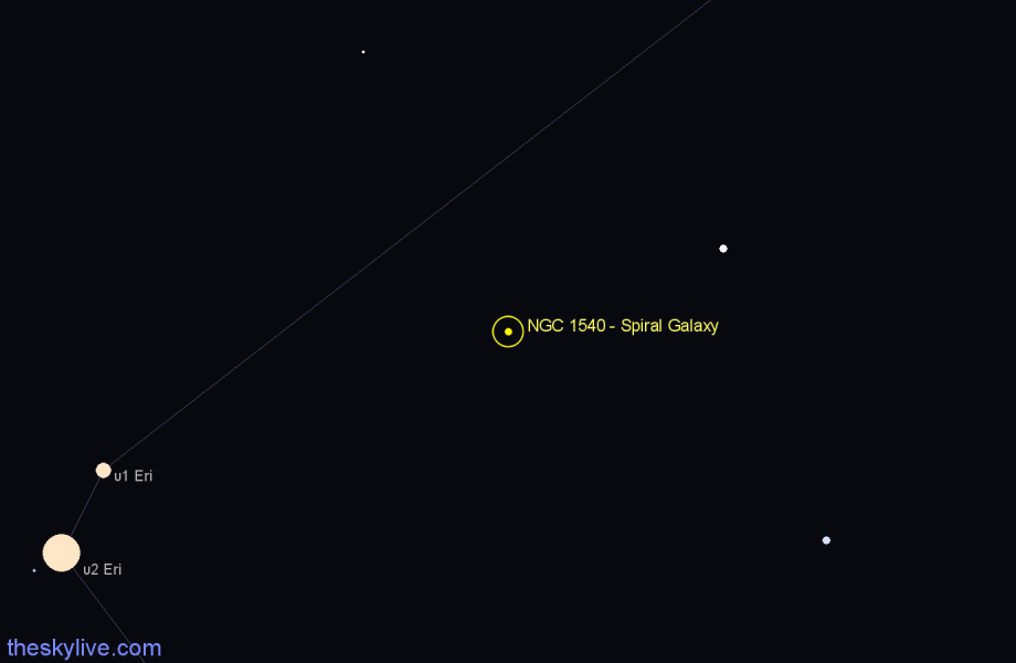 Finder chart NGC 1540 - Spiral Galaxy in Eridanus star