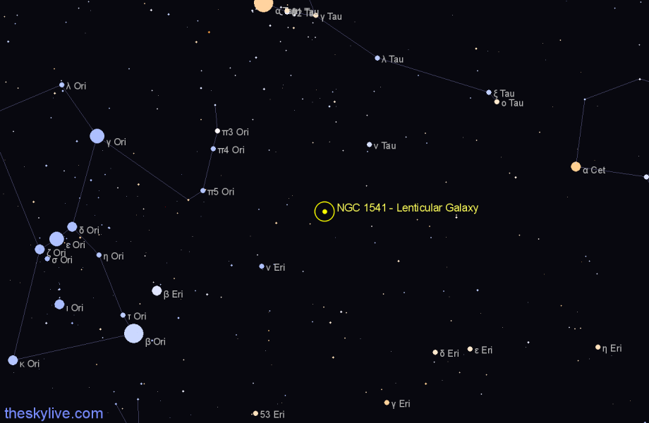 Finder chart NGC 1541 - Lenticular Galaxy in Taurus star