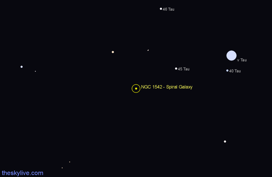 Finder chart NGC 1542 - Spiral Galaxy in Taurus star