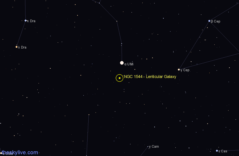 Finder chart NGC 1544 - Lenticular Galaxy in Cepheus star