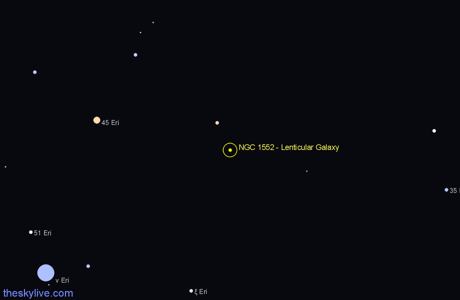 Finder chart NGC 1552 - Lenticular Galaxy in Eridanus star