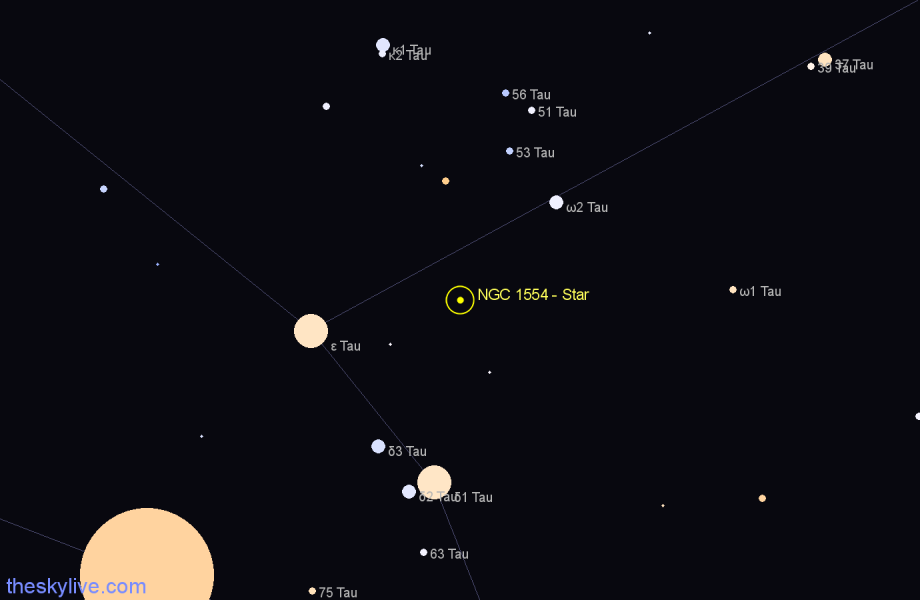 Finder chart NGC 1554 - Star in Taurus star