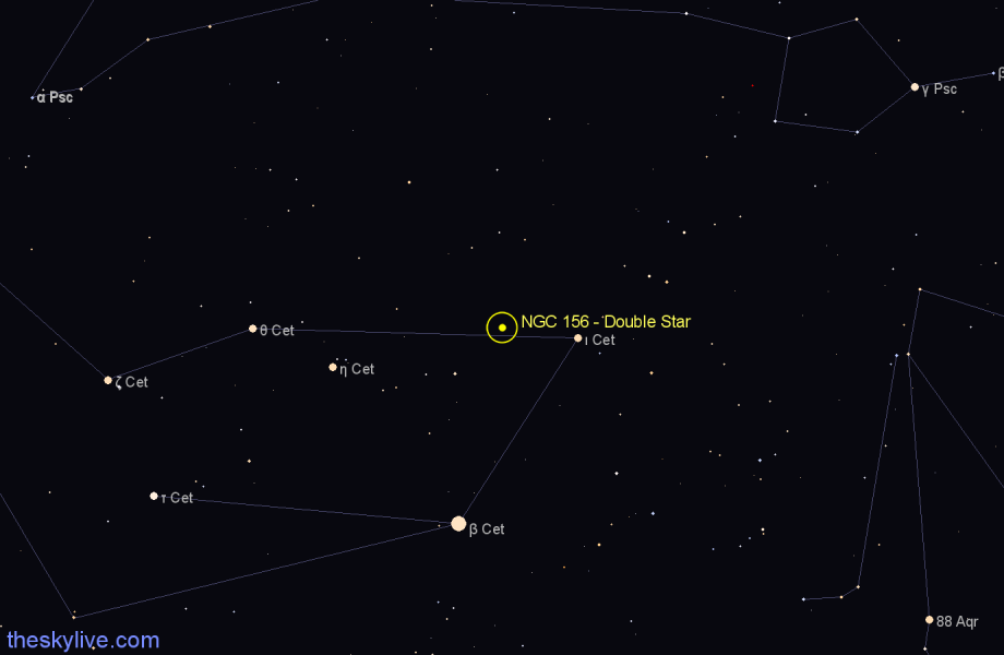 Finder chart NGC 156 - Double Star in Cetus star