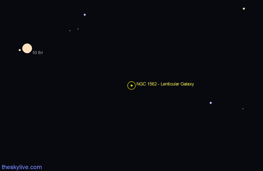 Finder chart NGC 1562 - Lenticular Galaxy in Eridanus star