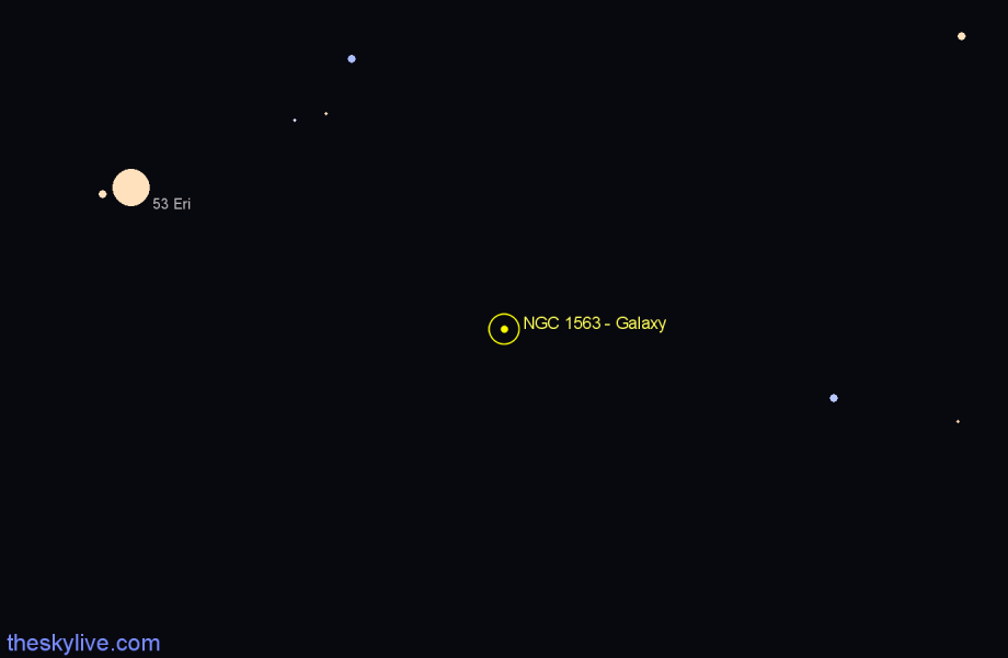 Finder chart NGC 1563 - Galaxy in Eridanus star