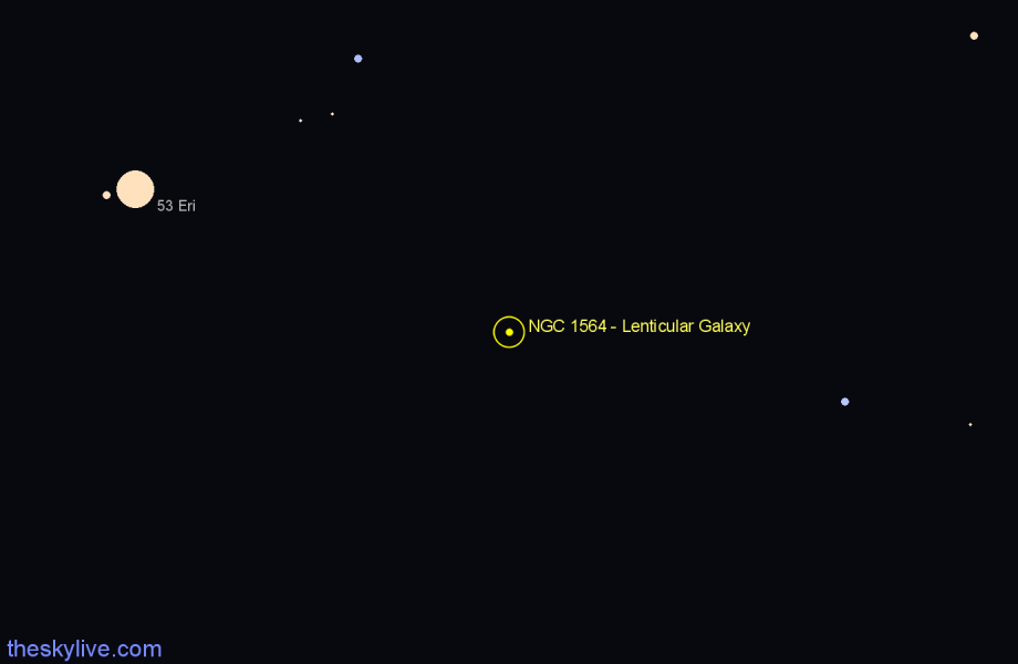 Finder chart NGC 1564 - Lenticular Galaxy in Eridanus star