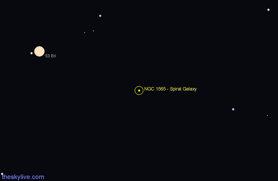 Finder chart NGC 1565 - Spiral Galaxy in Eridanus star
