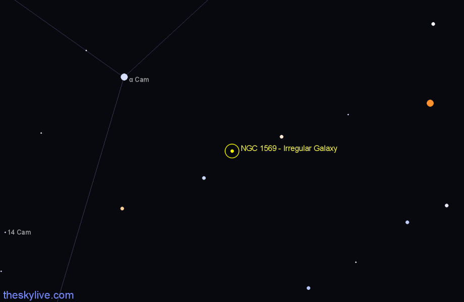 Finder chart NGC 1569 - Irregular Galaxy in Camelopardalis star