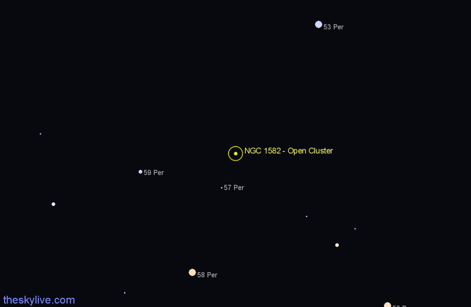 Finder chart NGC 1582 - Open Cluster in Perseus star