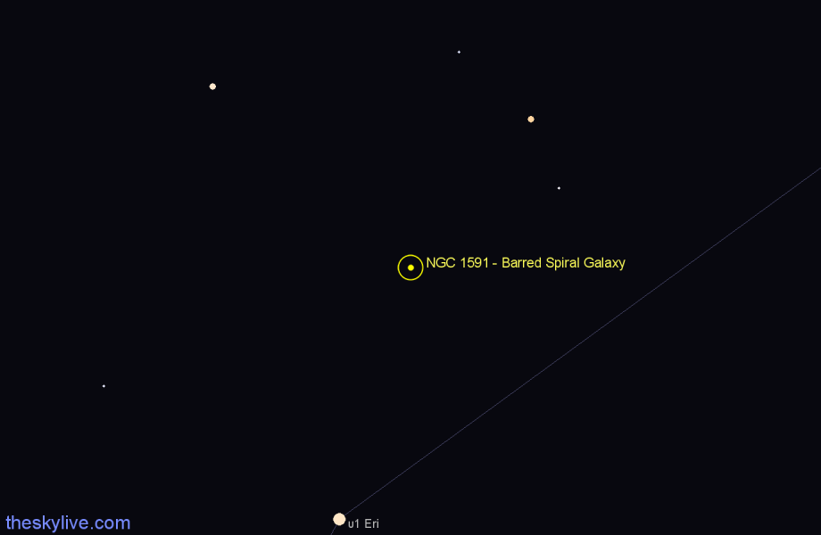 Finder chart NGC 1591 - Barred Spiral Galaxy in Eridanus star
