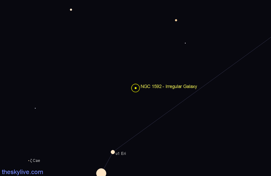 Finder chart NGC 1592 - Irregular Galaxy in Eridanus star