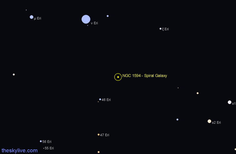 Finder chart NGC 1594 - Spiral Galaxy in Eridanus star