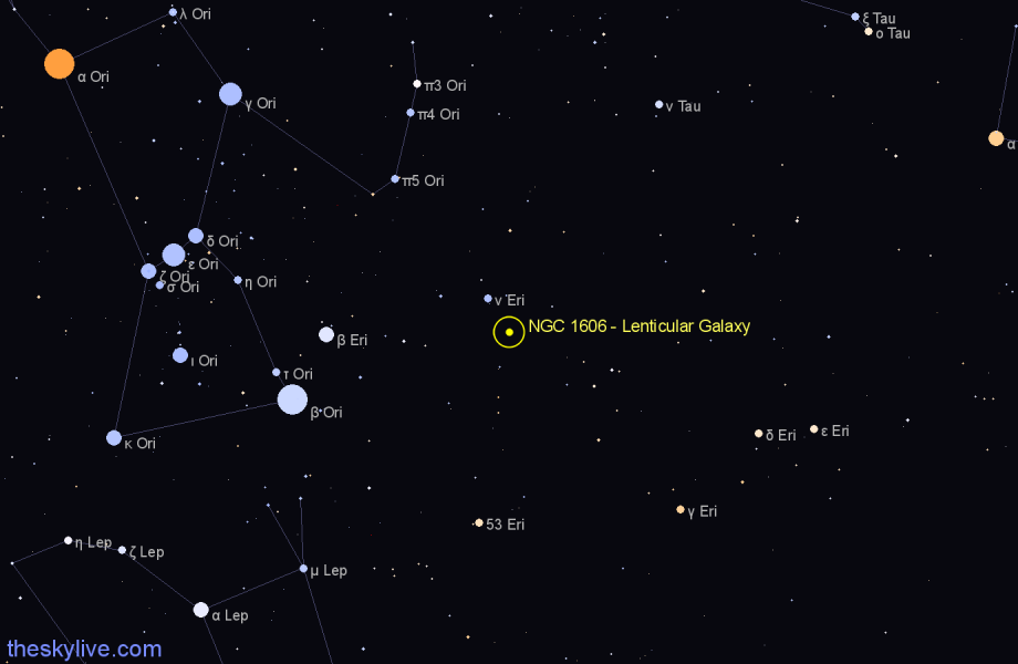 Finder chart NGC 1606 - Lenticular Galaxy in Eridanus star