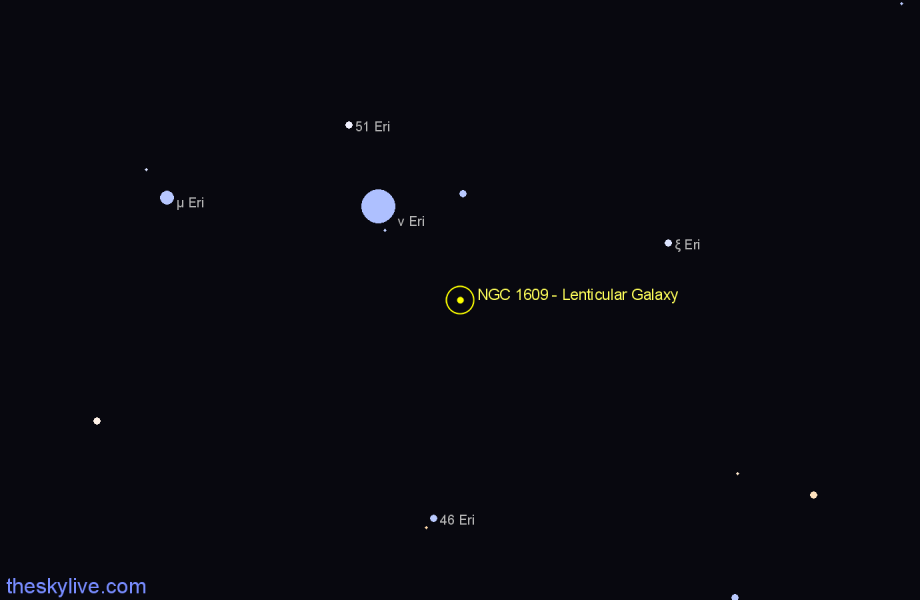 Finder chart NGC 1609 - Lenticular Galaxy in Eridanus star