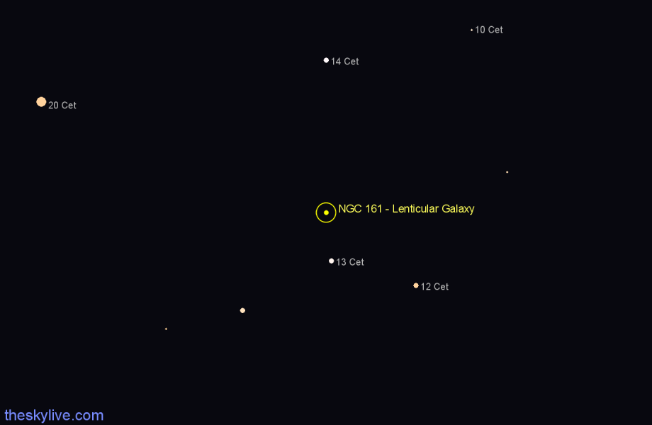 Finder chart NGC 161 - Lenticular Galaxy in Cetus star