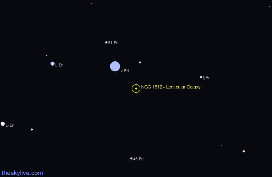 Finder chart NGC 1612 - Lenticular Galaxy in Eridanus star