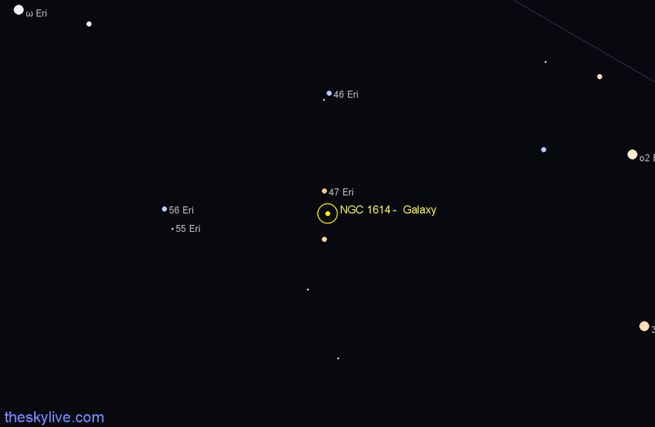 Finder chart NGC 1614 - Galaxy in Eridanus star