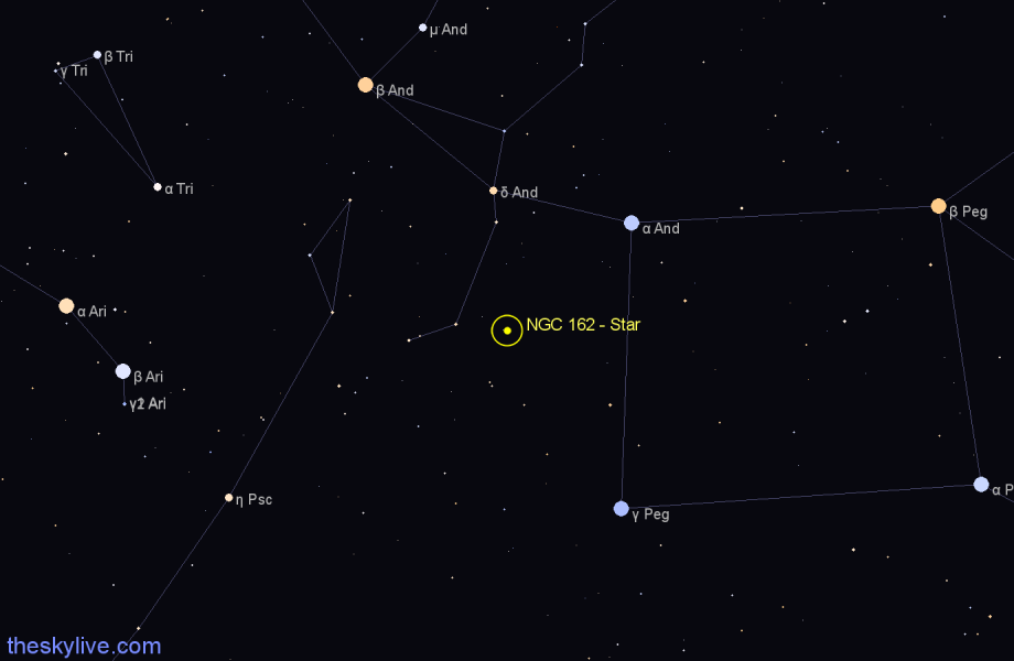Finder chart NGC 162 - Star in Andromeda star