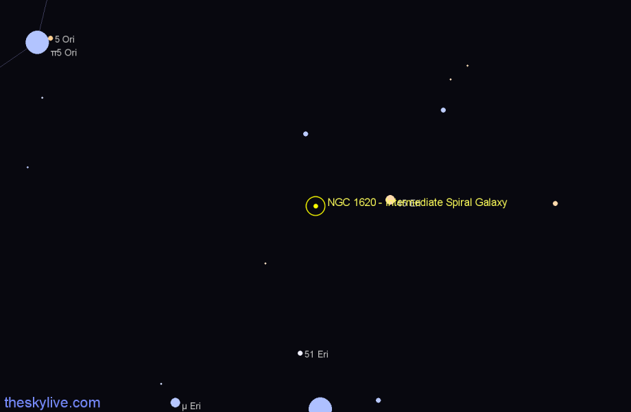 Finder chart NGC 1620 - Intermediate Spiral Galaxy in Eridanus star