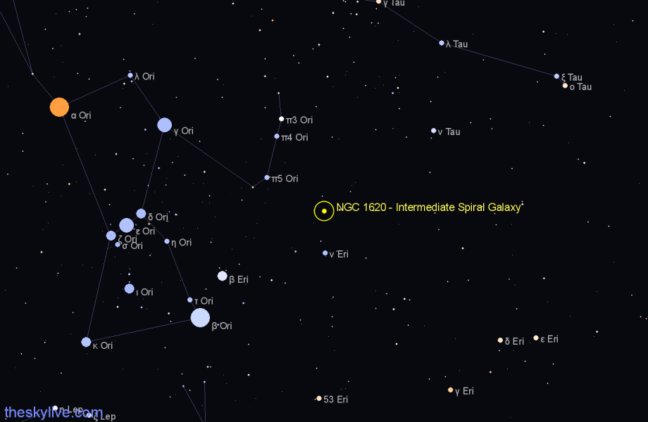 Finder chart NGC 1620 - Intermediate Spiral Galaxy in Eridanus star