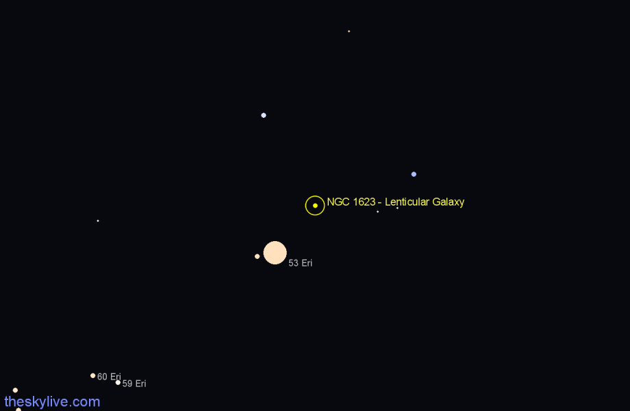Finder chart NGC 1623 - Lenticular Galaxy in Eridanus star
