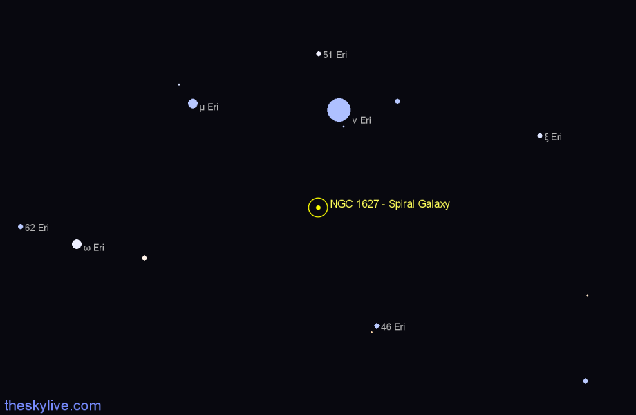 Finder chart NGC 1627 - Spiral Galaxy in Eridanus star