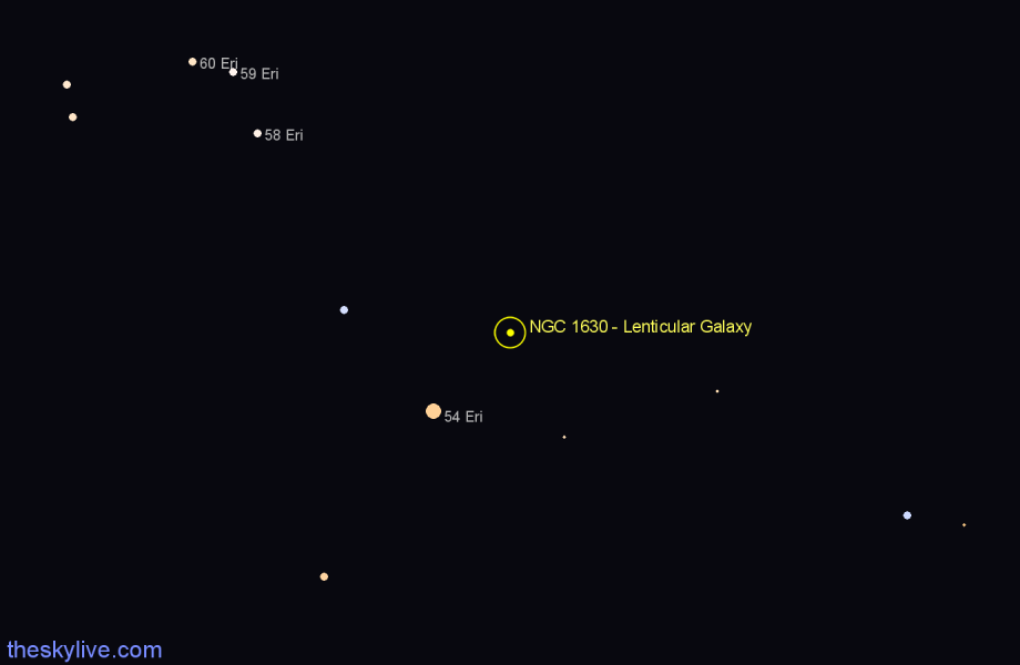 Finder chart NGC 1630 - Lenticular Galaxy in Eridanus star