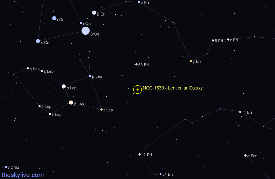 Finder chart NGC 1630 - Lenticular Galaxy in Eridanus star