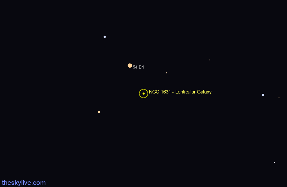 Finder chart NGC 1631 - Lenticular Galaxy in Eridanus star