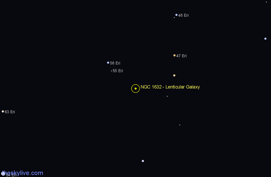 Finder chart NGC 1632 - Lenticular Galaxy in Eridanus star