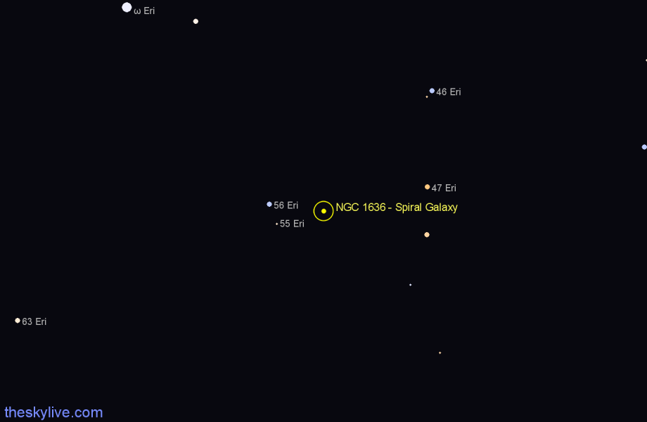 Finder chart NGC 1636 - Spiral Galaxy in Eridanus star