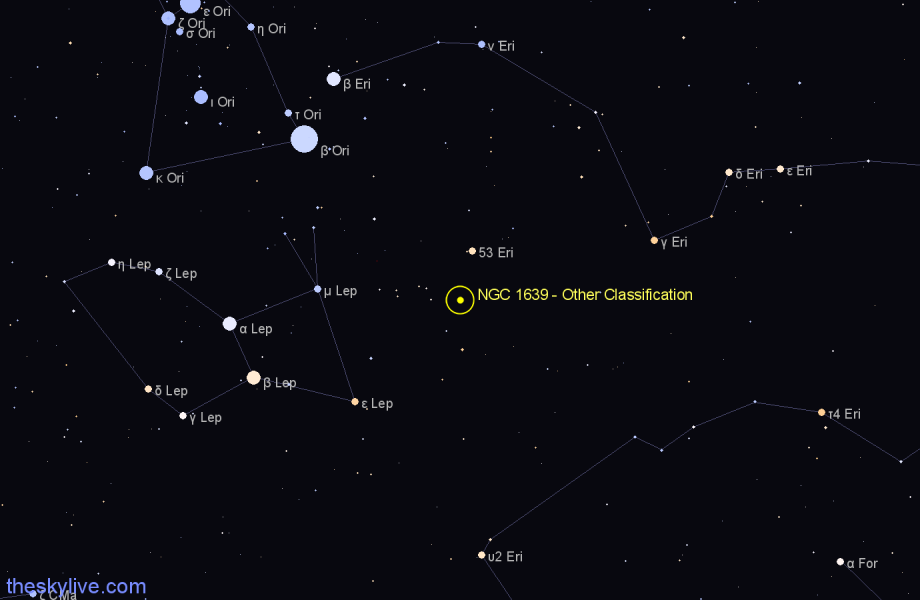 Finder chart NGC 1639 - Other Classification in Eridanus star